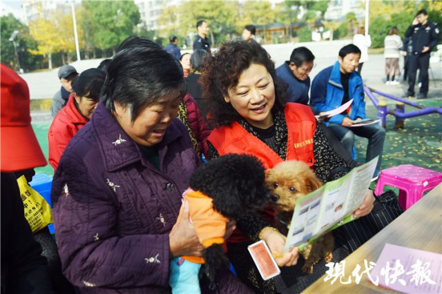 全国特级优秀人民警察、南京西善桥派出所向居民宣讲文明养犬知识